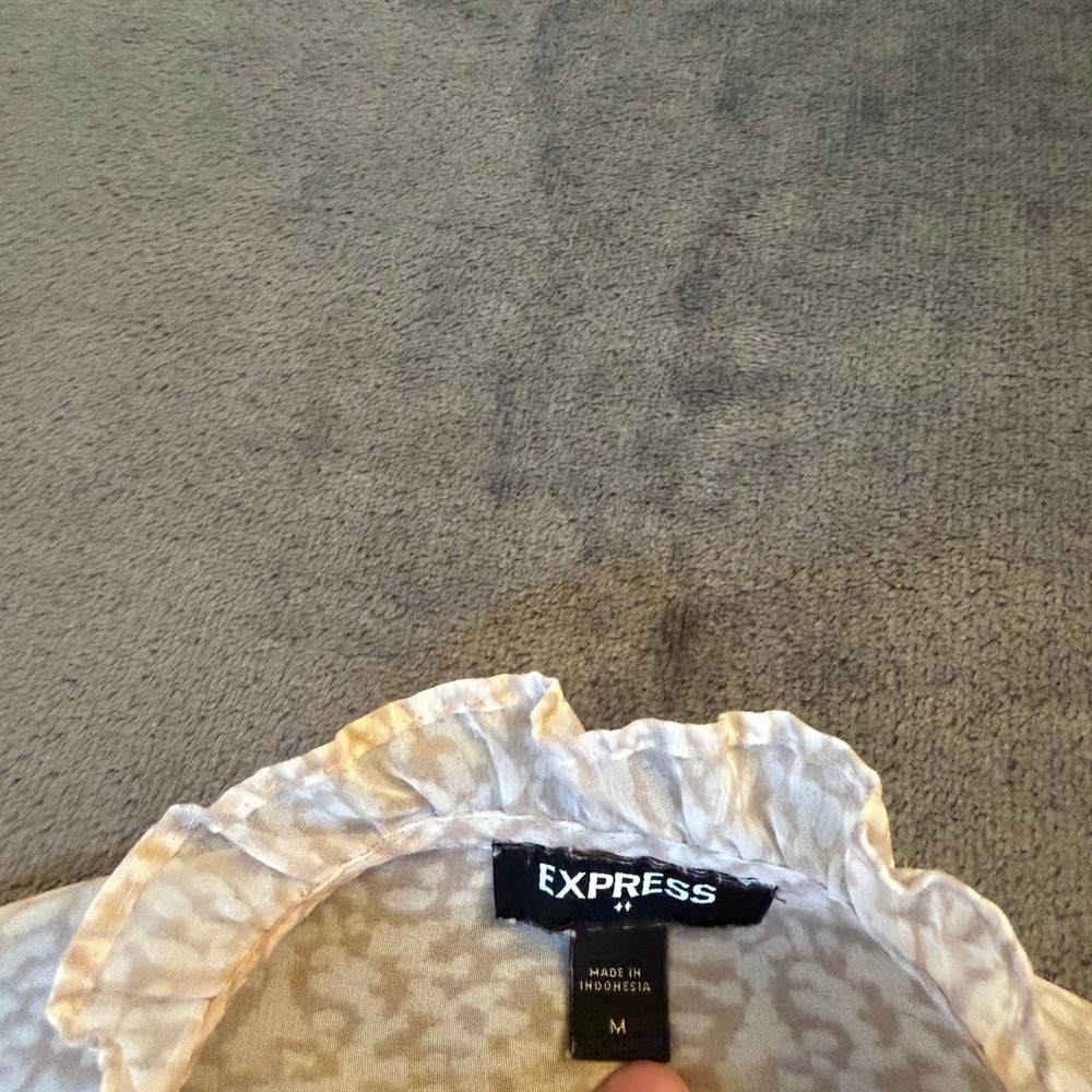 Express Sheer Ruffle Neck Button Front Blouse Top… - image 3